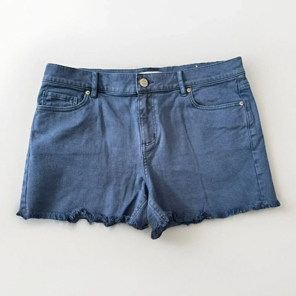LOFT Womens High Rise The Cut Off Denim Shorts Size 29 Navy Denim